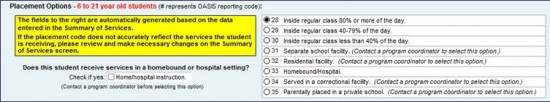 Snapshot of LRE Placement options in IEP Database